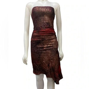 Le Chateau Shimmering Sleeveless Cocktail Burgundy  & Gold Dress Size Small